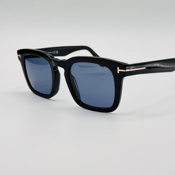 Tom Ford Sunglasses Dax TF751 01V Black Square Frame Blue